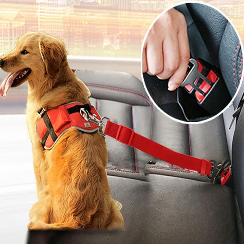 Adjustable Pet Car Seat Belt Harness – Safety Clip for Dogs & Cats