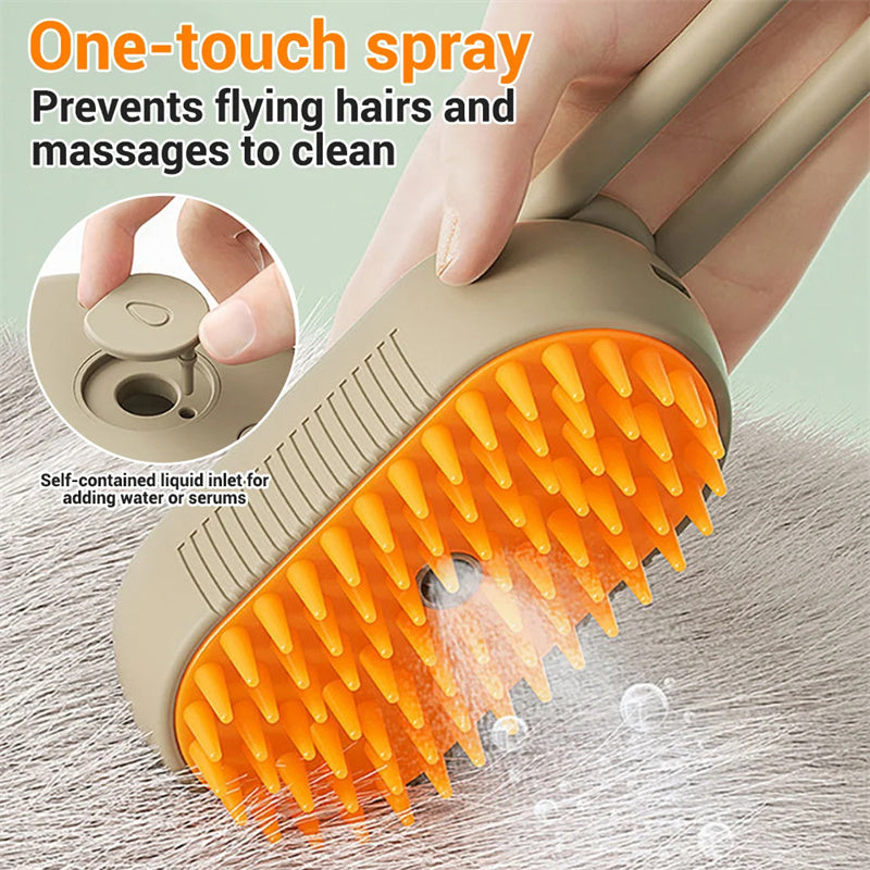 3-in-1 Pet Steam Brush for Happy Cats & Dogs: Steam, Massage & Hair Removal