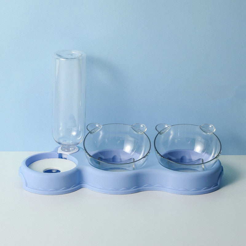 Cat and Dog Double Bowl Feeder with Automatic Water Dispenser – Food & Water Station