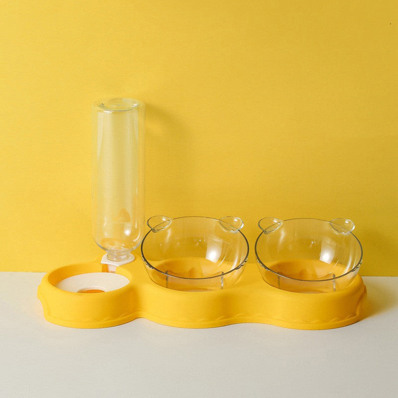 Cat and Dog Double Bowl Feeder with Automatic Water Dispenser – Food & Water Station