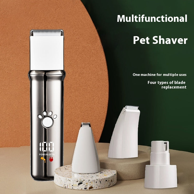 4-in-1 Electric Pet Shaver with Digital Display – Grooming Kit for Dogs & Cats