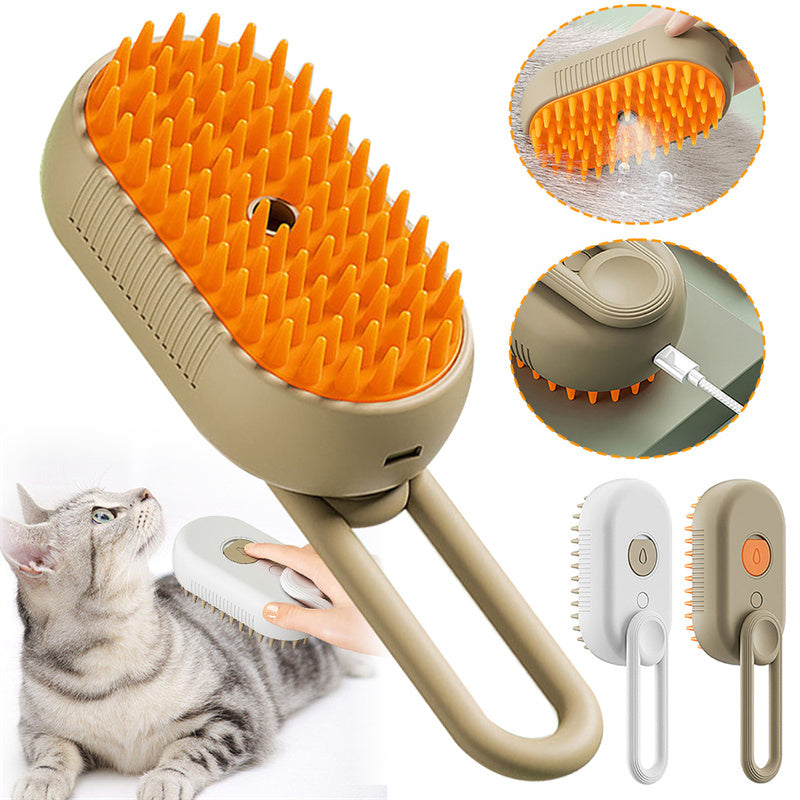 3-in-1 Pet Steam Brush for Happy Cats & Dogs: Steam, Massage & Hair Removal