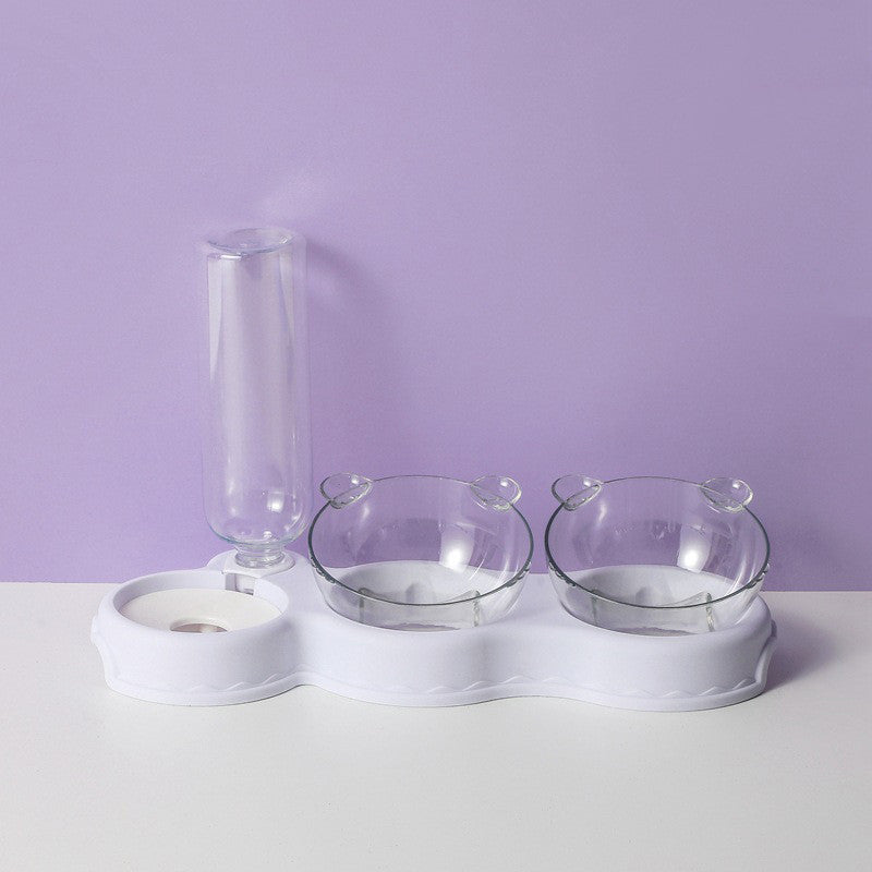 Cat and Dog Double Bowl Feeder with Automatic Water Dispenser – Food & Water Station