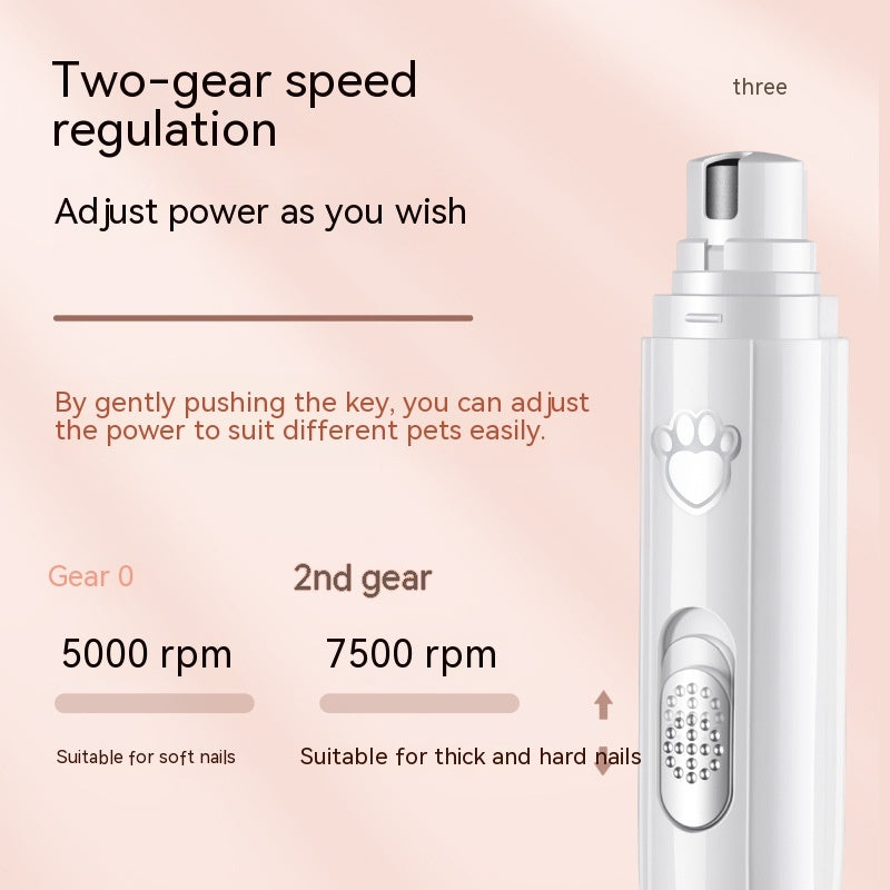 Pet Electric Nail Grinder with LED Light – Rechargeable, Low Noise Nail Trimmer for Dogs & Cats