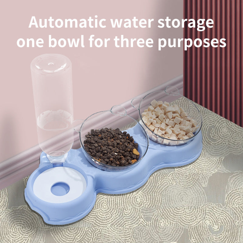 Cat and Dog Double Bowl Feeder with Automatic Water Dispenser – Food & Water Station