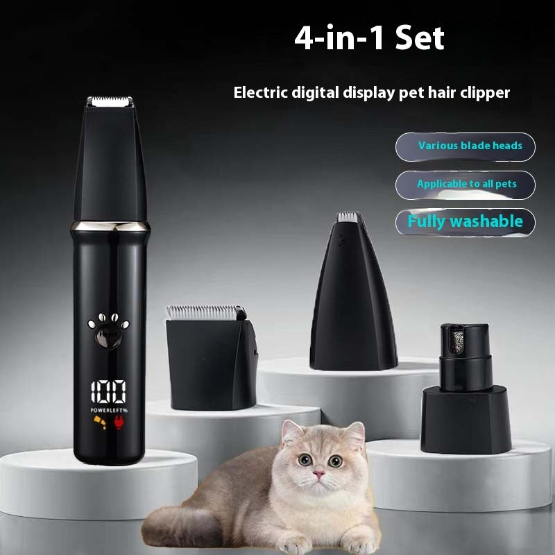 4-in-1 Electric Pet Shaver with Digital Display – Grooming Kit for Dogs & Cats