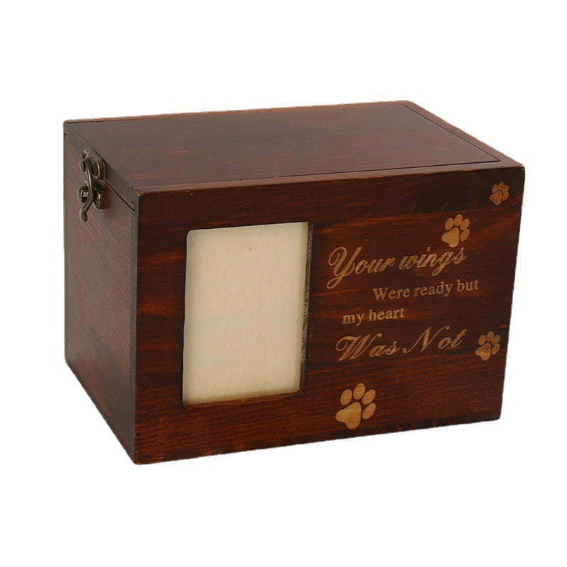 Solid Wood Pet Memorial Casket with Photo Frame – Dog & Cat Urn Keepsake