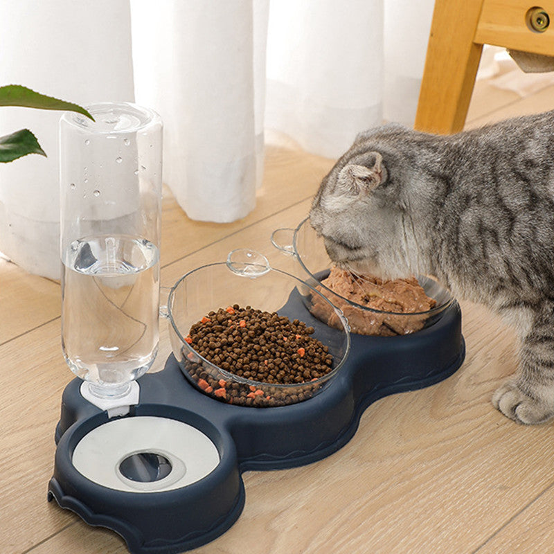 Cat and Dog Double Bowl Feeder with Automatic Water Dispenser – Food & Water Station