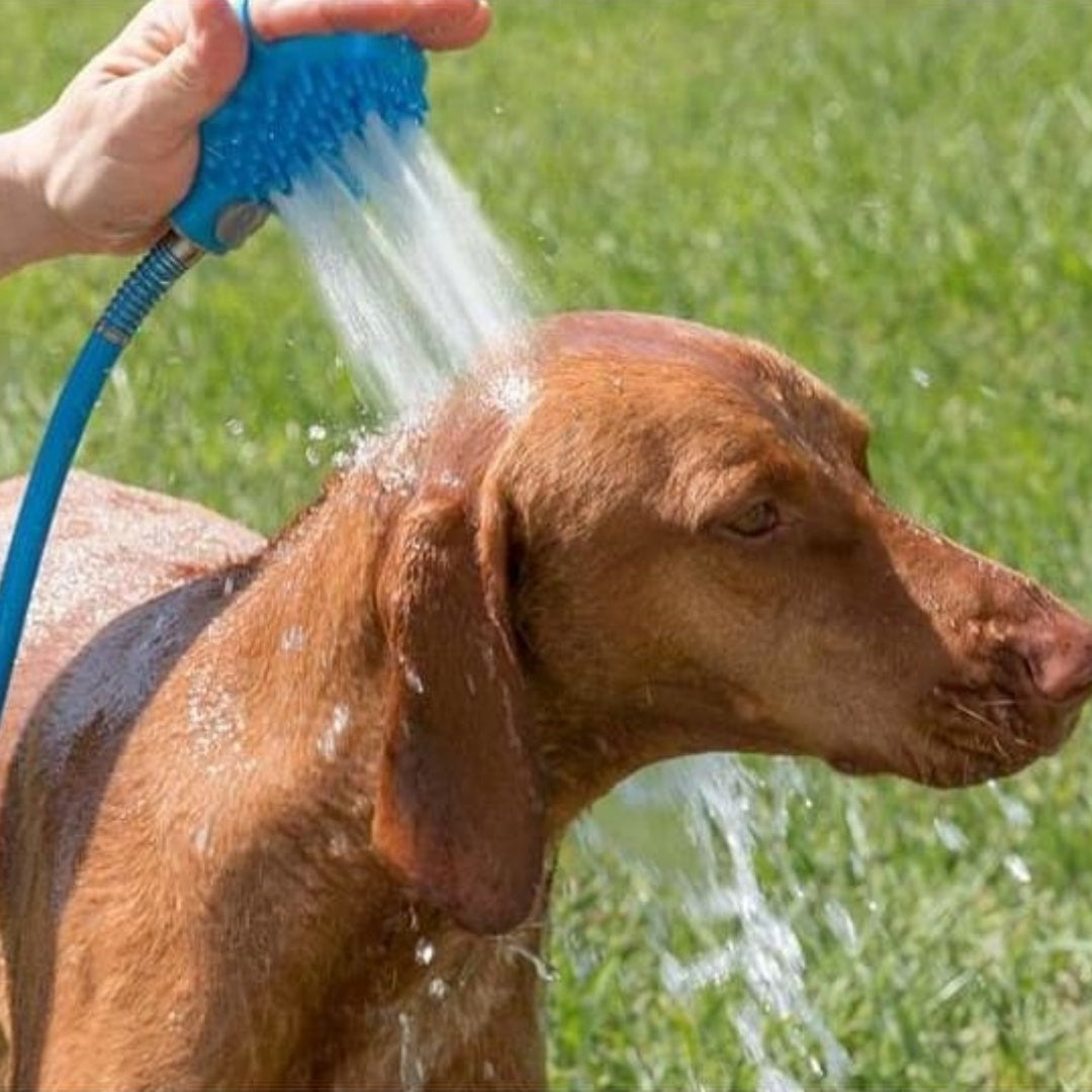 Pet Bathing Glove with Silicone Nozzle – 2-in-1 Shower & Massage Brush for Dogs