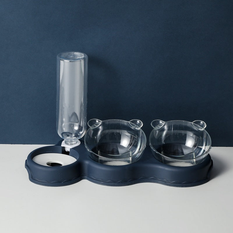 Cat and Dog Double Bowl Feeder with Automatic Water Dispenser – Food & Water Station