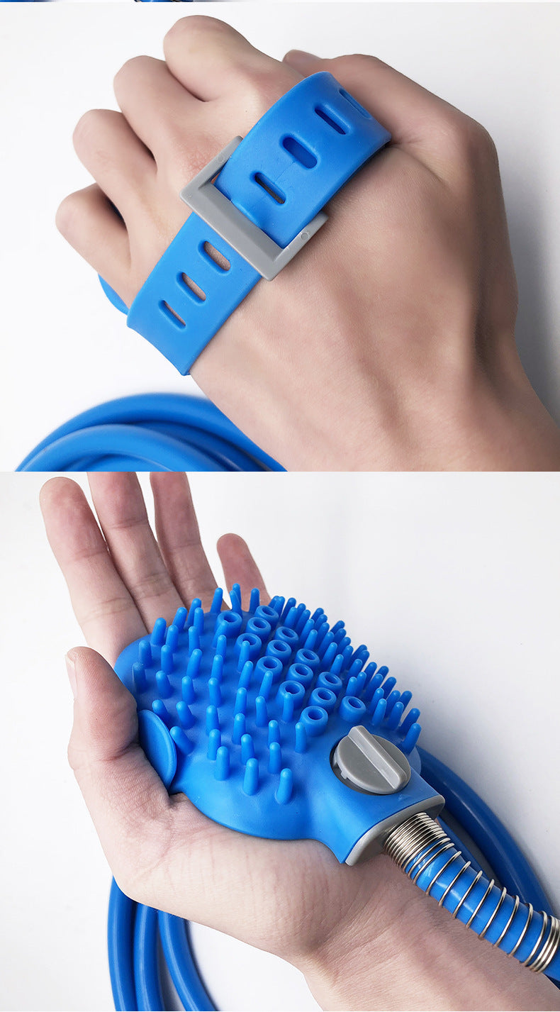 Pet Bathing Glove with Silicone Nozzle – 2-in-1 Shower & Massage Brush for Dogs