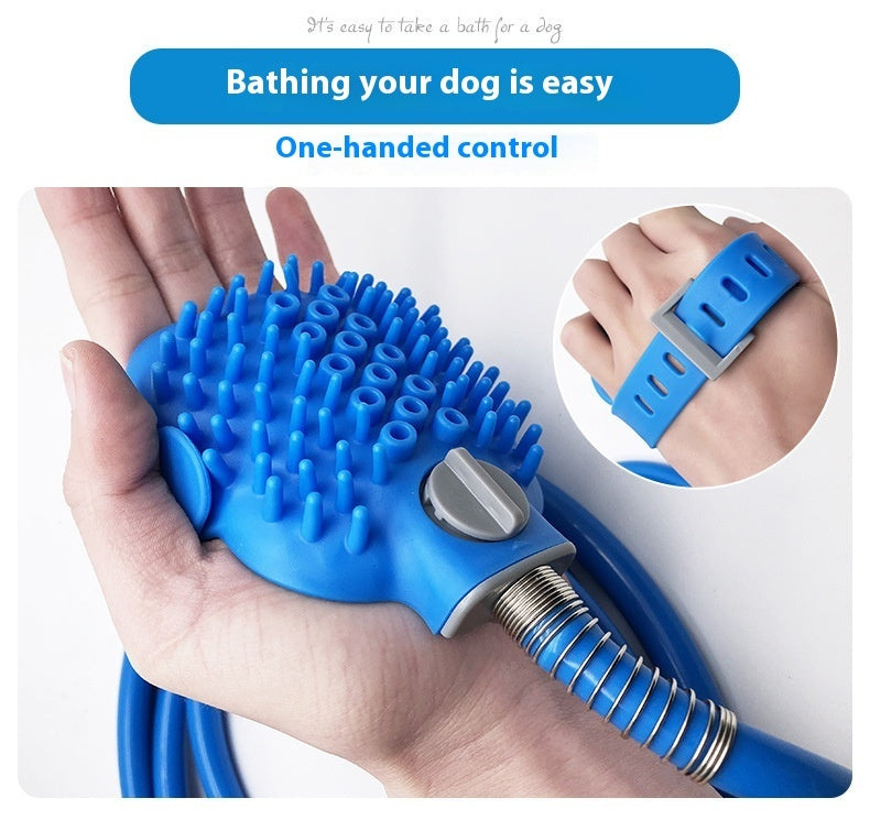 Pet Bathing Glove with Silicone Nozzle – 2-in-1 Shower & Massage Brush for Dogs