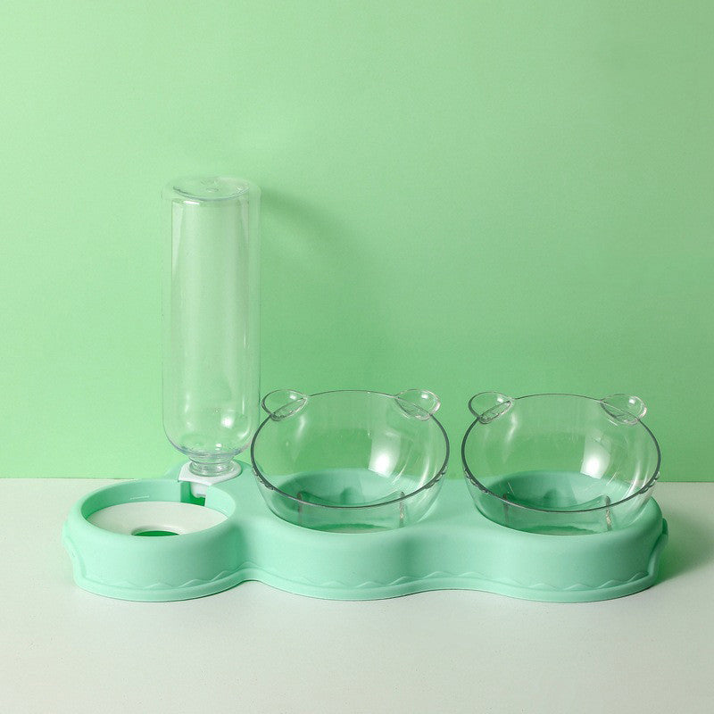 Cat and Dog Double Bowl Feeder with Automatic Water Dispenser – Food & Water Station