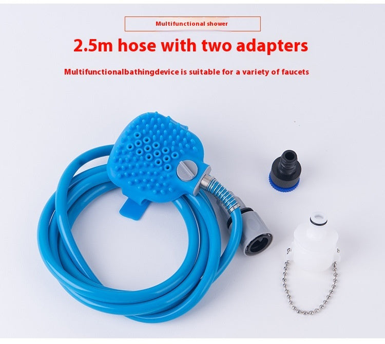 Pet Bathing Glove with Silicone Nozzle – 2-in-1 Shower & Massage Brush for Dogs