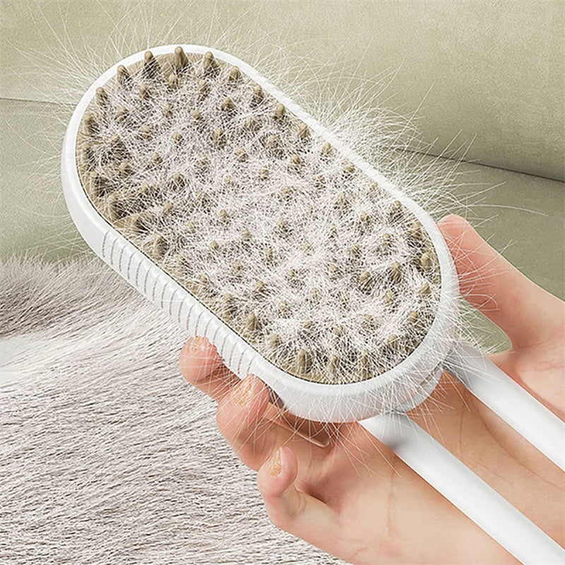 3-in-1 Pet Steam Brush for Happy Cats & Dogs: Steam, Massage & Hair Removal